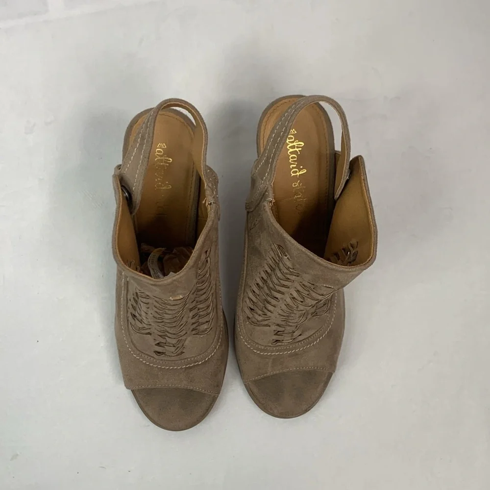 Alter’d State Mio Woven Open Toe Slip-On Sling Back Chunky Heels Taupe Size 8.5 - Picture 13 of 15